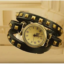 Женские часы-браслет из натуральной кожи, женские наручные часы в стиле ретро, винтажные часы с большим ремешком в стиле панк sqare, Прямая поставка