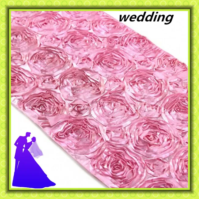 

Marious Brand 30* 275cm 20pcs wedding Rosette table runner satin fabric free from China free shipping
