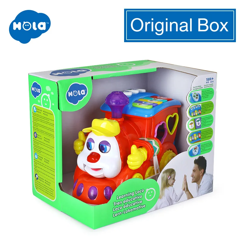 HOLA 556 детские игрушки IQ поезд на колесах электрическая игрушка с светильник и музыкальное обучение Развивающие игрушки для детей мальчик Рождественский подарок - Цвет: with box