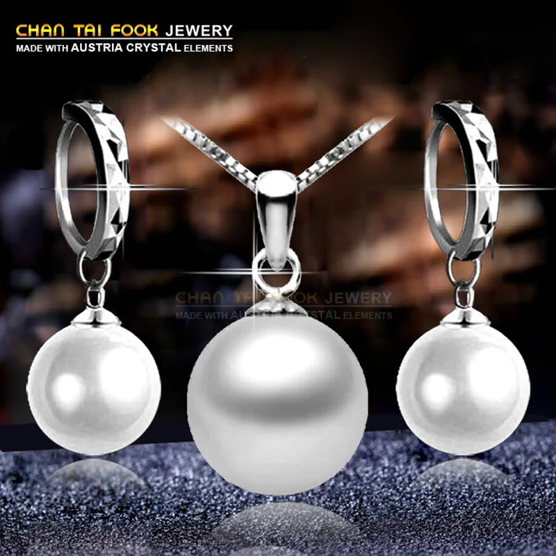 

IREACESS Pearl Jewelry Sets Silver Plated Necklace+Hoop Earrings Wedding Jewelry Set