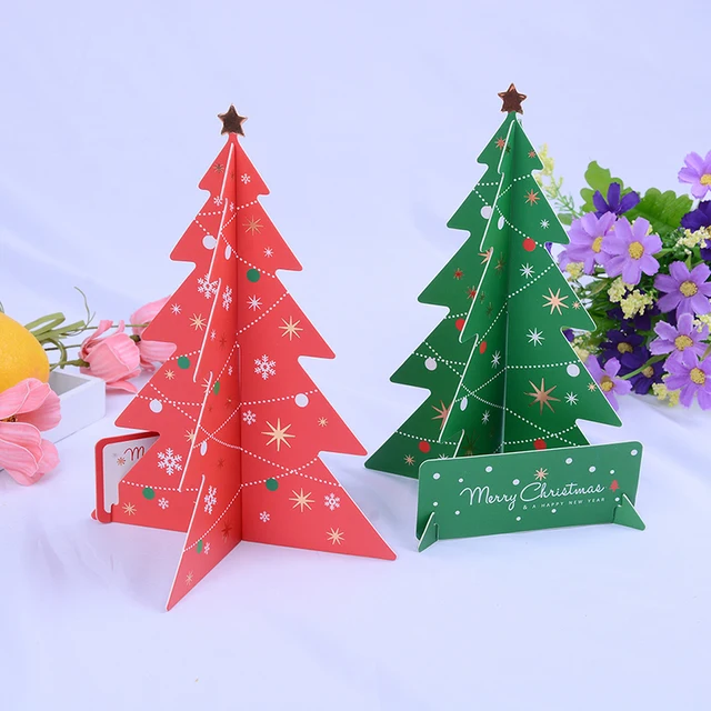 1PCS 3D Christmas Tree Cards Creative Gifts Merry Green Red Xmas Blessing Card For New 1PCS 3D Christmas Tree Cards Creative Gifts Merry Green Red Xmas Blessing Card For New