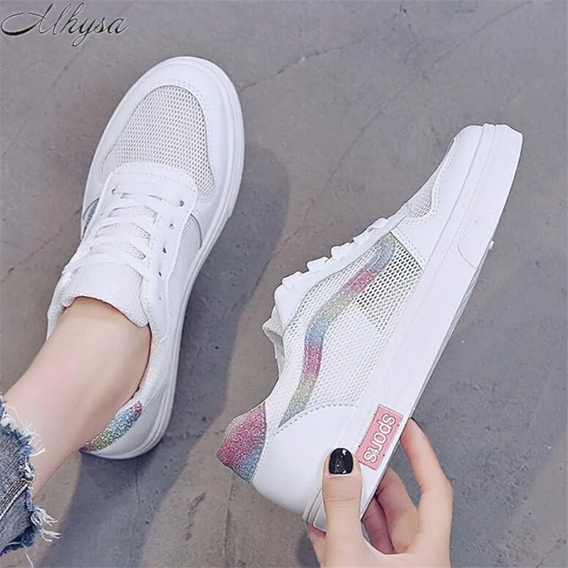 

Mhysa 2019 New summer fashion ladies mesh casual shoes comfortable breathable solid color hollow low cut lace up sneakers M132