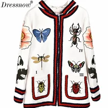 Dressnow/Женская Цветочная вышивка с животным капюшоном, пальто, милая вышитая куртка с капюшоном, весенне-осенние белые кардиганы, пальто, куртка 14
