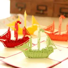 3 шт. в партии, Креативные 3D открытка, на заказ, средний осенний бизнес карты, приглашения с конвертом, ретро лодка, Бон Вояж ручной работы