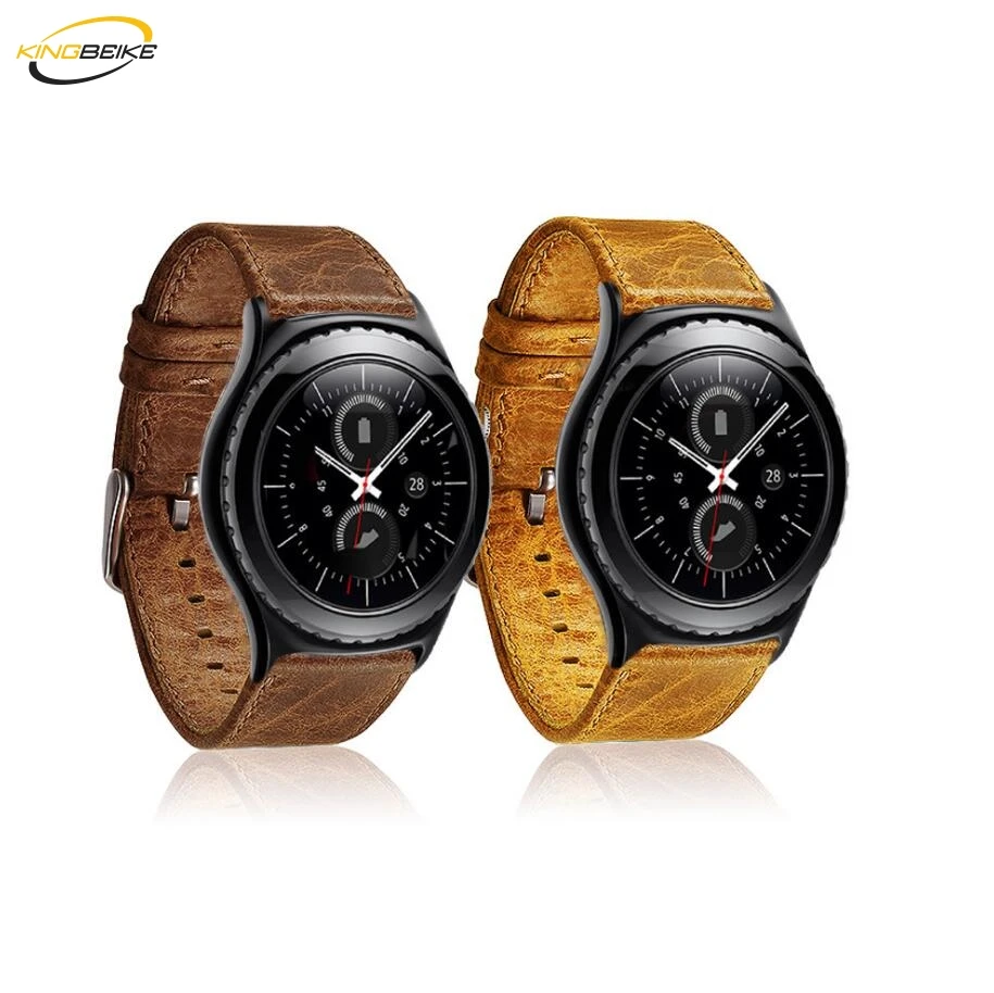 

KINGBEIKE 100% Genuine Leather WatchBands For Samsung Galaxy Gear S2 S3 Classic Frontier R760/765/770 Smart Watch Strap