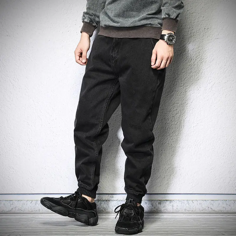 Джинсы Летние черные девять центов джинсы мужские корейские издание Тонкие подростки короткие ноги мужские стрейч брюки мужские брюки