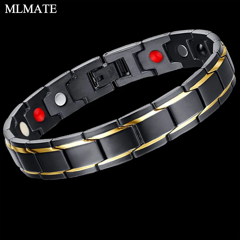 Men's Women's Healing Magnetic Bracelet 316L Stainless Steel Health Care Elements(Magnetic, FIR, Germanium) Bangle Hand Chain