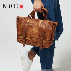 Aetoo Для мужчин ретро из старого импортируется из Кожа Сумка Сумочка почтальон ручной вытирая Европа и США кожа