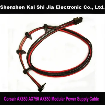 

Free Shipping Black & Red Single Sleeved 6 Pin PCI-E to 5X SATA 15Pin Modular Power Supply Cable For Corsair AX650 AX750 AX850