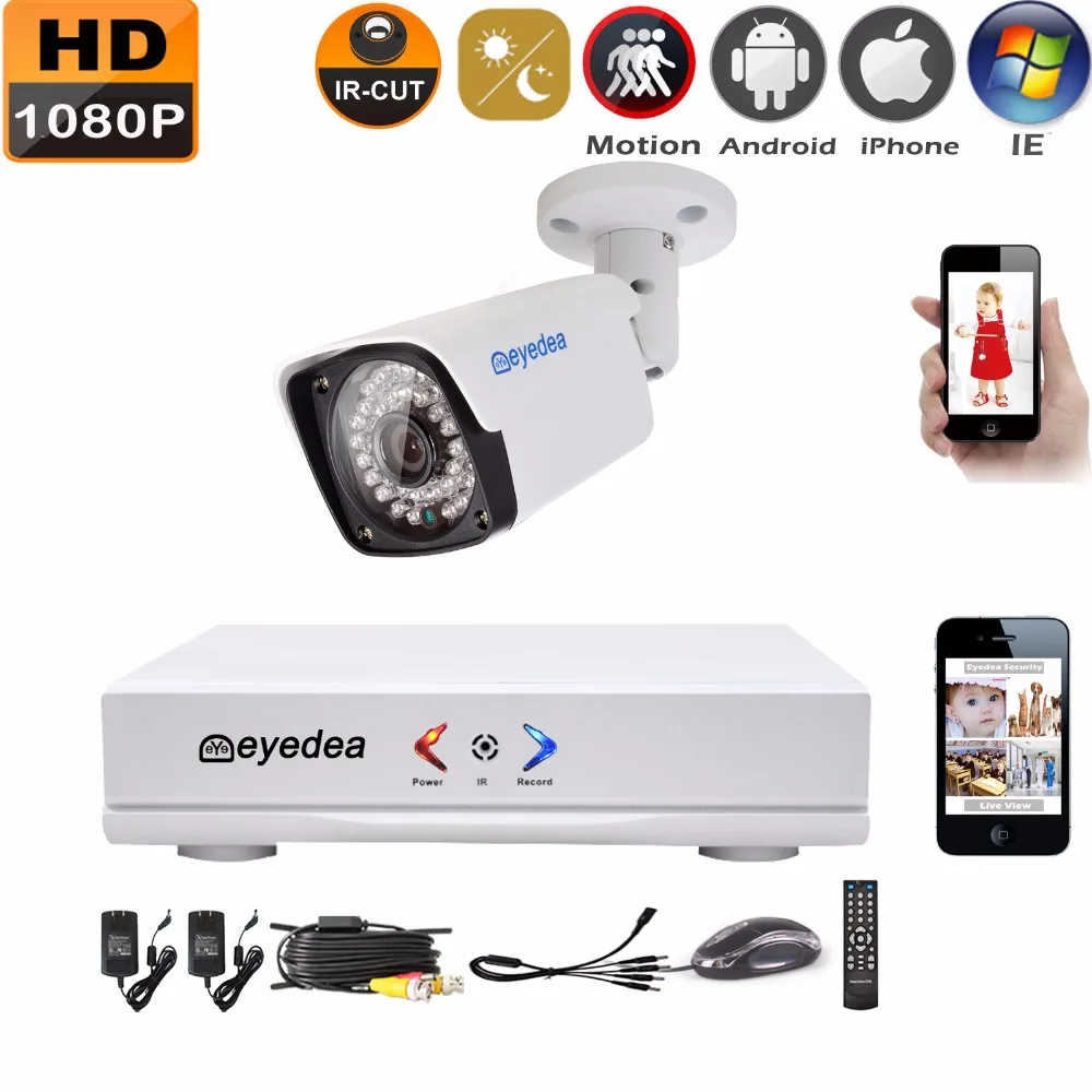 

Eyedea 4CH HDMI DVR NVR Recorder 1080P 2.0MP 5500TVL Realtime Bullet Night Vision Outdoor Waterproof CCTV Security Camera System