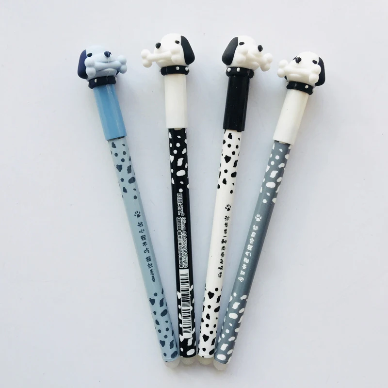 

4pcs Random 0.5mm Blue Ink Erasable Signature Gel Pen with Eatting Bone Dog Cap Stationery Office Writing Supply Neutral Pens