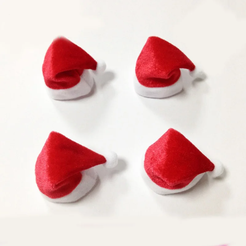 10pcs/Set Mini Christmas Hat Santa Claus Hat Xmas Apple Wine Bottle Caps Christmas Gift Caps for New Year Tree Ornament Decor