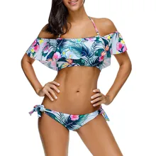 Сексуальный комплект бикини, женский купальник, купальник с принтом, на бретельках, бикини, пуш-ап, мягкий, с оборками, из двух частей, купальник, сексуальный купальник, z0603