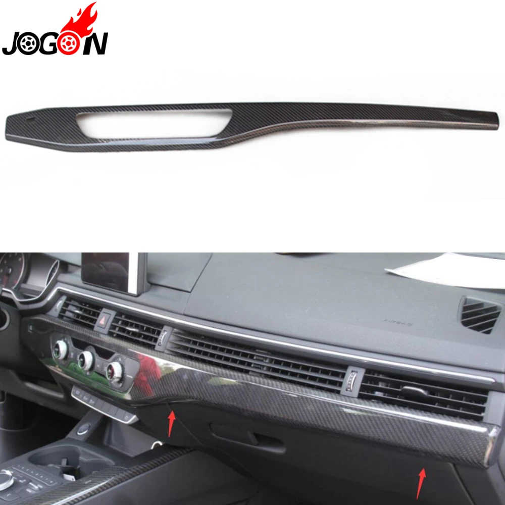 

LHD 100% Real Carbon Fiber For Audi A4 B9 8W 2017 Car Interior Center Console Dashboard Air AC Control Switch Strip Cover Trim