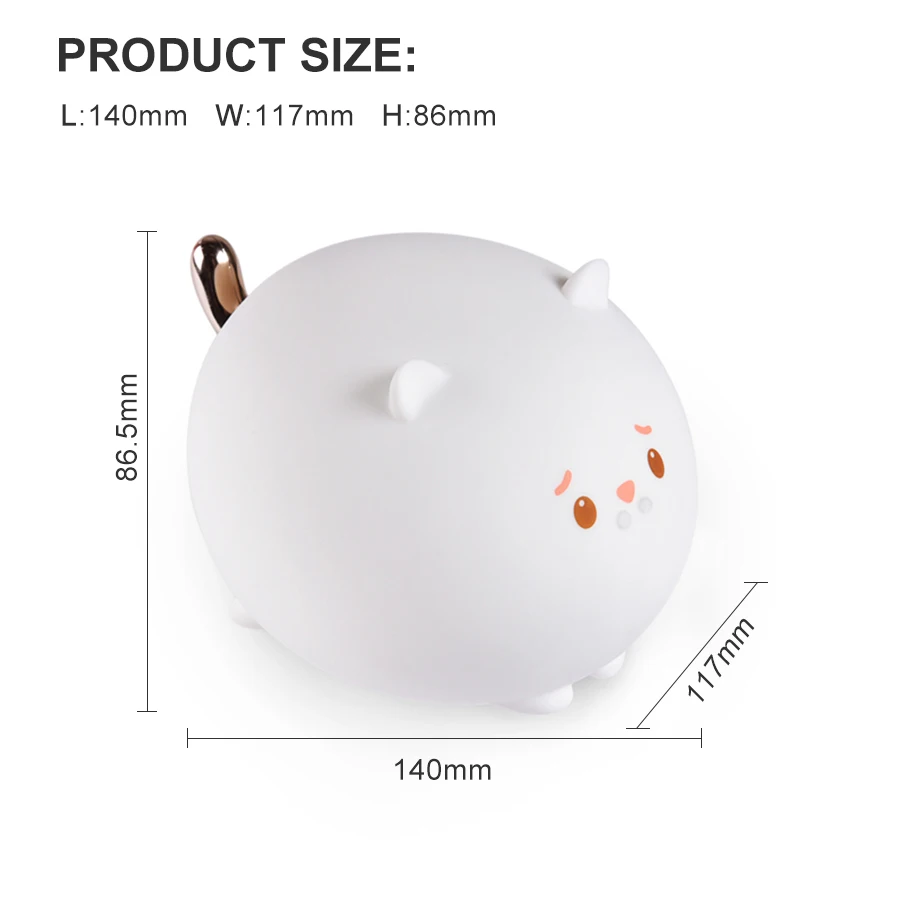  LED USB lamp Colorful Silicone Cat Night Light Cute Animal Soft Cartoon Lamps For Children Bedroom  - 33038224134