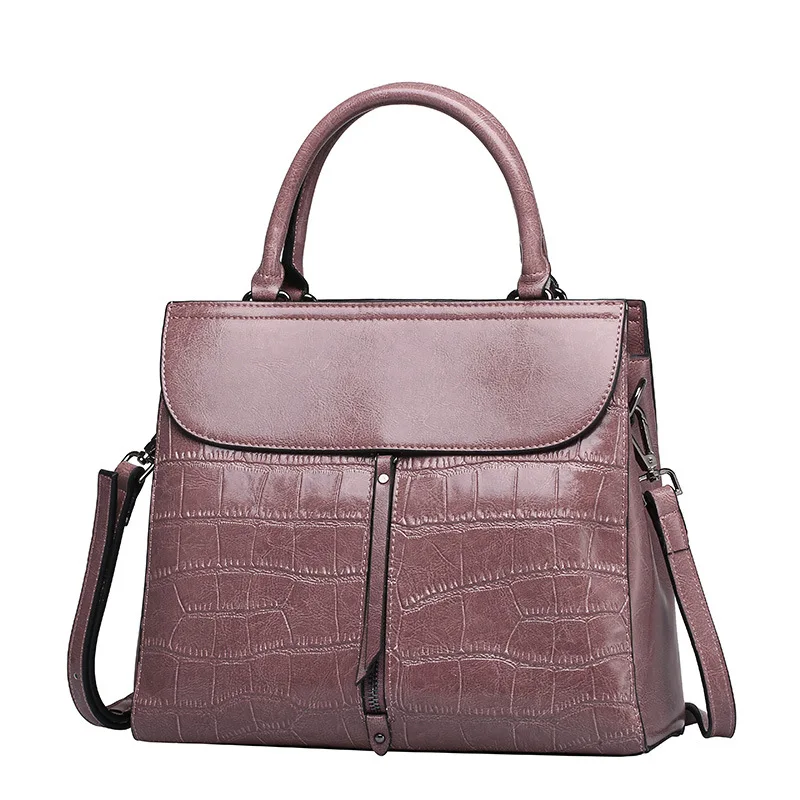 

cow leather handbag brand 2018 bolsa feminina new women 100% genuine leather shoulder bag Stone veins bag free Shipping