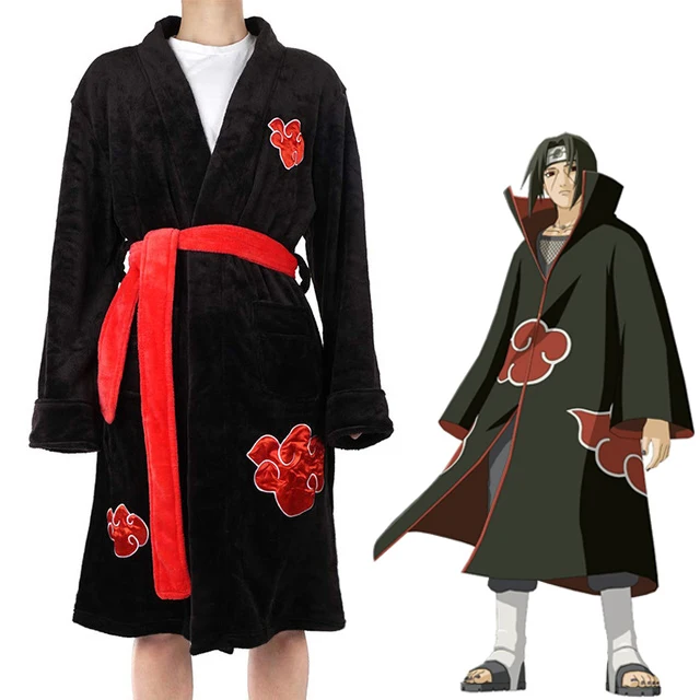 

Anime Naruto Flannel Bathrobe Uchiha Itachi Cosplay Costume Robe Sasuke itachi cloak Winter Soft Thick Dressing Gown Pajamas