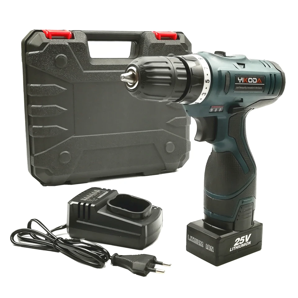 

YIKODA 25V Rechargeable Electric Screwdriver Cordless Driver Drill Lithium Battery Household Multi-function Power Tools