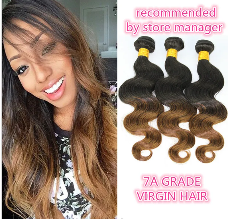 Brazilian Virgin Hair Body Wave 3 Bundles Ombre Hair Extensions color