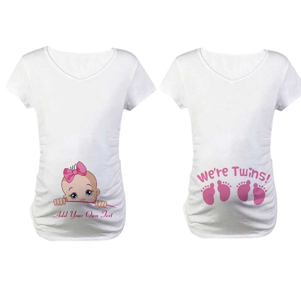 

Women Pregnant Short sleeve Maternity Clothes Solid Printing Cartoon Print Tops Breastfeeding Clothes Ropa Embarazada