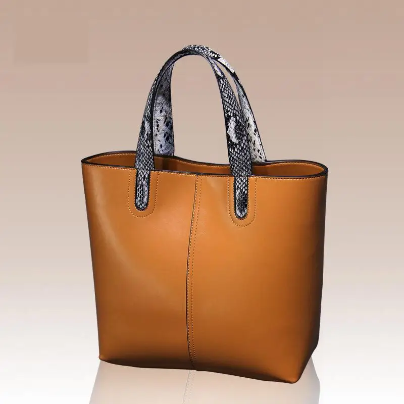 

Women Casual Tote Genuine Leather Handbag Bag Fashion Vintage Large Shopping Bag Designer Crossbody Bags Big Shoulder Bag Female