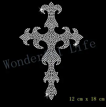 

YX Free shipping Curved Cross Diamante Motif Rhinestone Transfer hot fix rhinestone motifs transfer for clothing with white