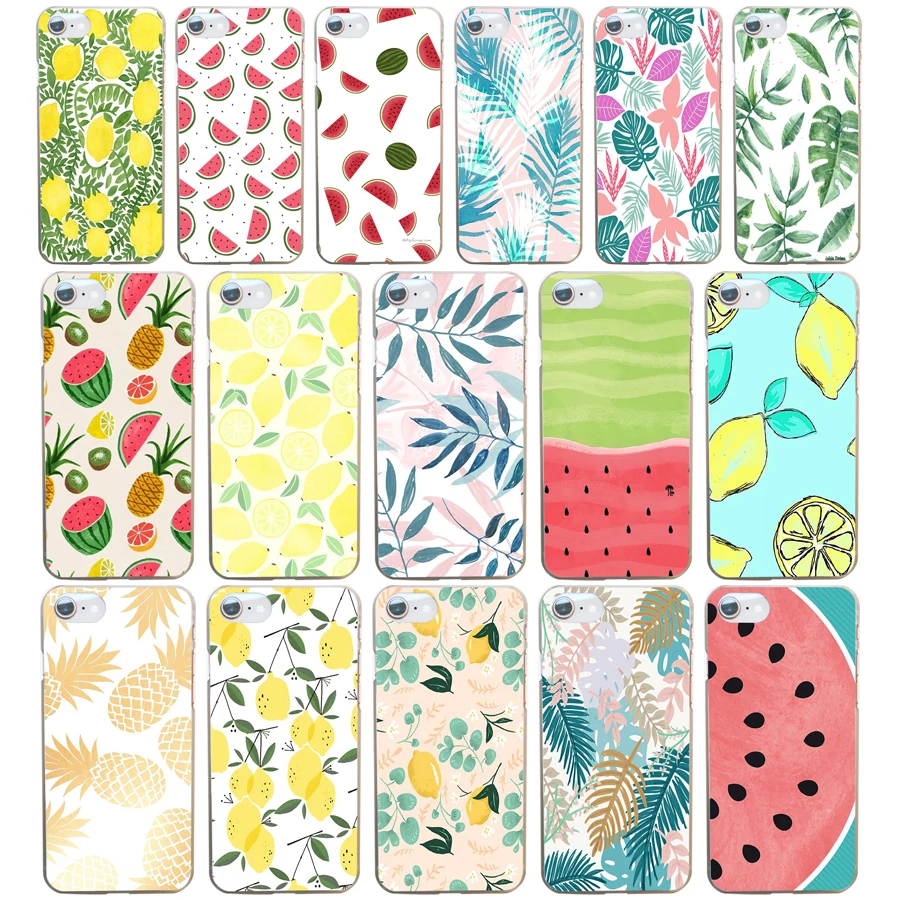 

288DF Summer Pineapple Lemon Cactus Watermelon Floral Hard Transparent Cover Case for iphone 4 4s 5 5s se 6 6s 8 plus 7 7 Plus X