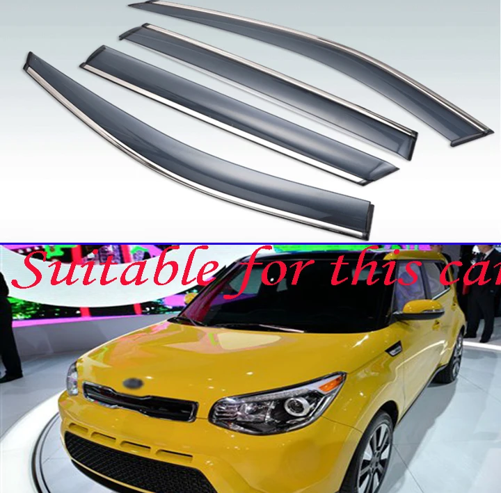 

For Kia Soul 2010 2011 2012 2013 Plastic Exterior Visor Vent Shades Window Sun Rain Guard Deflector 4pcs