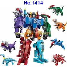 1414 6in1 dinosaur mecha deformation city guard robot enlighten educational building block Toy