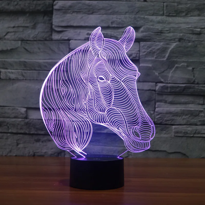 Cavalo modelagem colorida luz da noite 3d