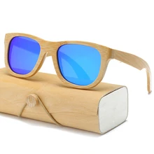 Óculos de sol de madeira polarizada para homens mulher quadrada de bambu espelho polaroid óculos de sol para homens