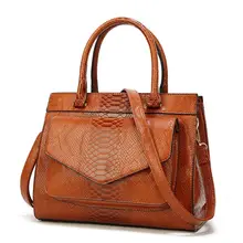 Vintage Snake Pattern PU Leather Top Handbags Tote Should Bag with Front Pocket for Women Vintage Snake Pattern PU Leather Top Handbags Tote Should Bag with Front Pocket for Women