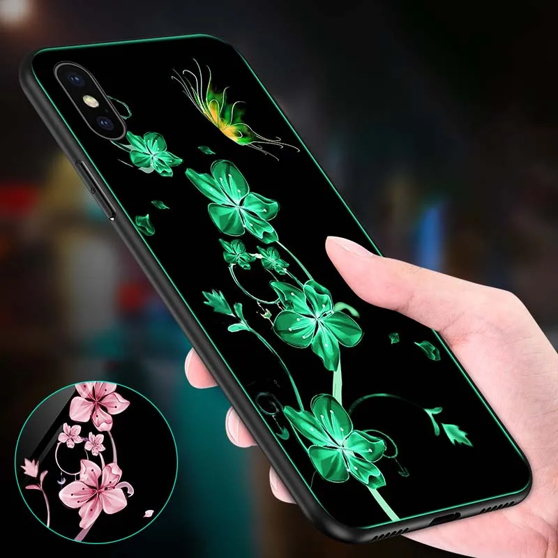 Светящийся стеклянный чехол для iPhone X XS MAX роскошный силиконовый телефона 7 8 Plus