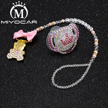 MIYOCAR 개인 이름 블링 심장 젖꼭지 클립 독특한 젖꼭지 홀더 블링 젖꼭지 세트 독특한 선물 SP009