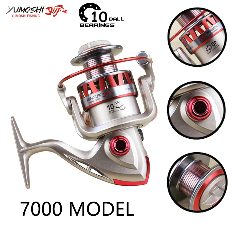 

Yumoshi 5.5:1 10BB Molinete Carp Fishing Reel Gear Ratio Big Spinning Fishing reels Feeder (7000)