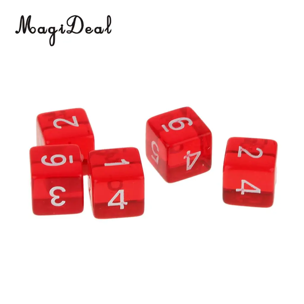 MagiDeal 10 шт. акриловый 6 сторонний D6 кубиков набор для D & TRPG MTG ролевых настольных игр