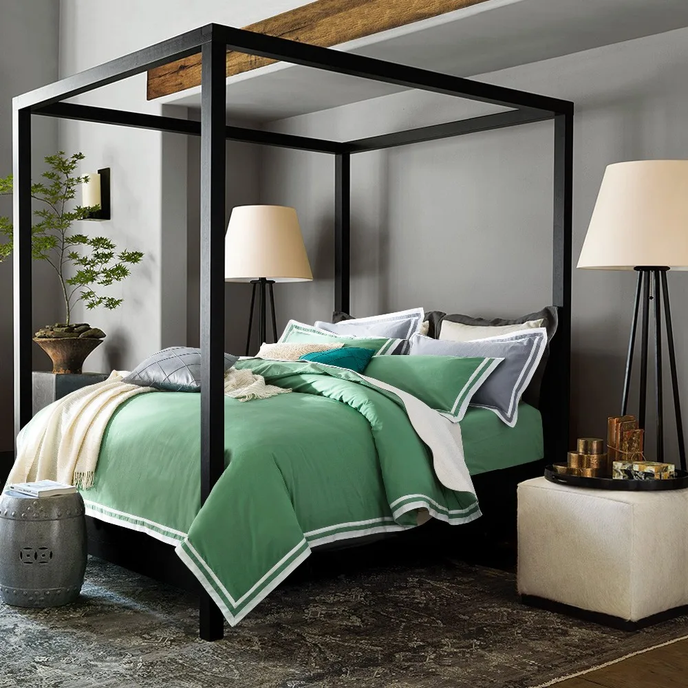 Buy green 3pcs/4pcs 100 cotton duvet cover flat sheet
