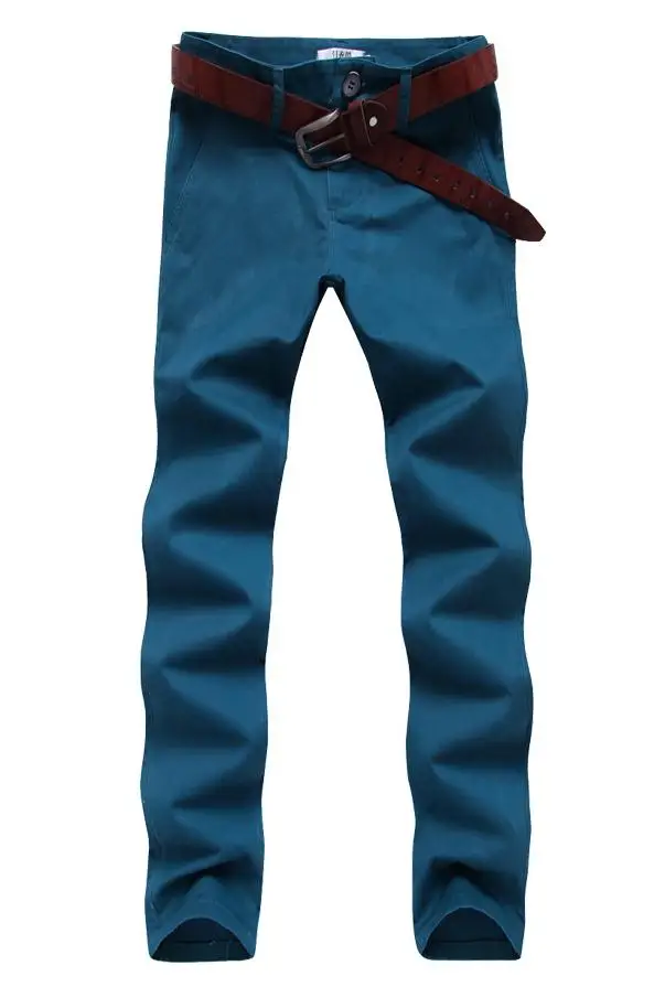 Новые британские мужские тонкие брюки для отдыха мужские повседневные облегающие брюки модные длинные брюки карандаш для отдыха без пояса SS431 - Цвет: peacock blue