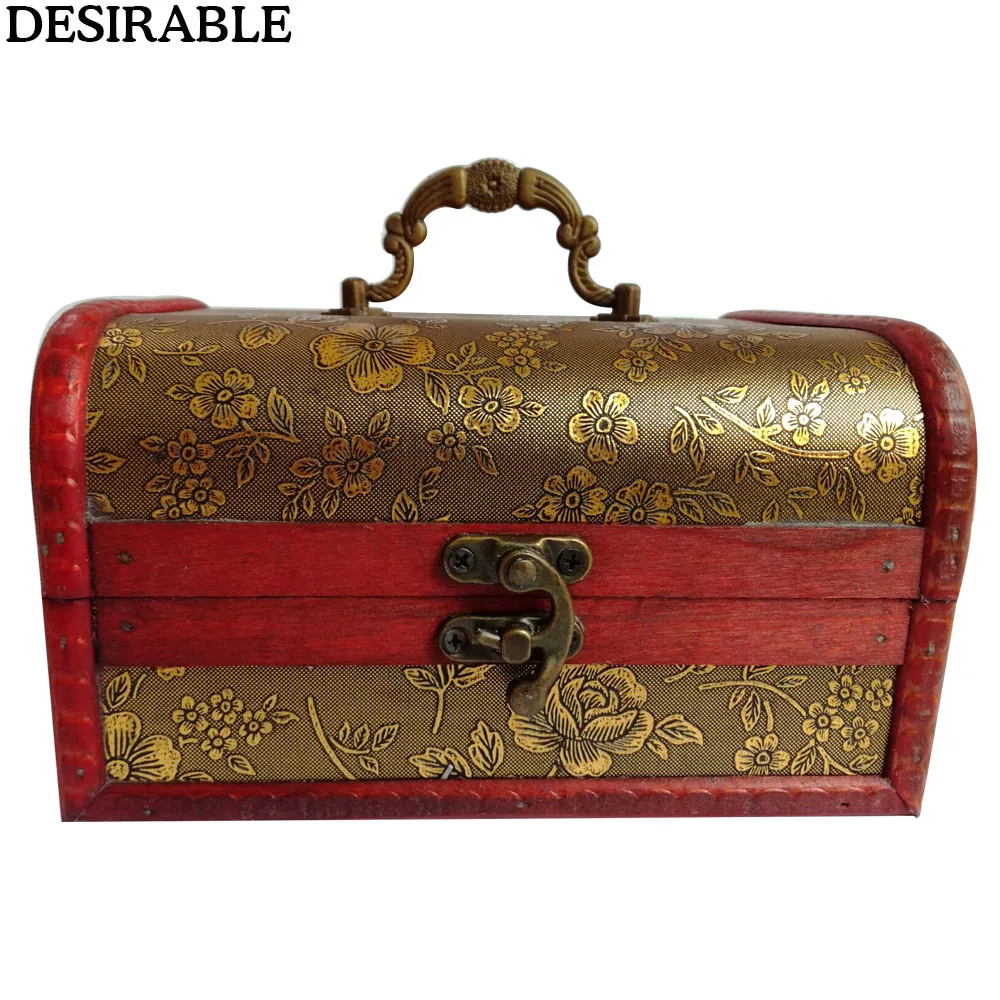 

DESIRABLE New large-scale retro pattern storage box wooden crystal gem treasure box Collectible jewelry organizer storage case