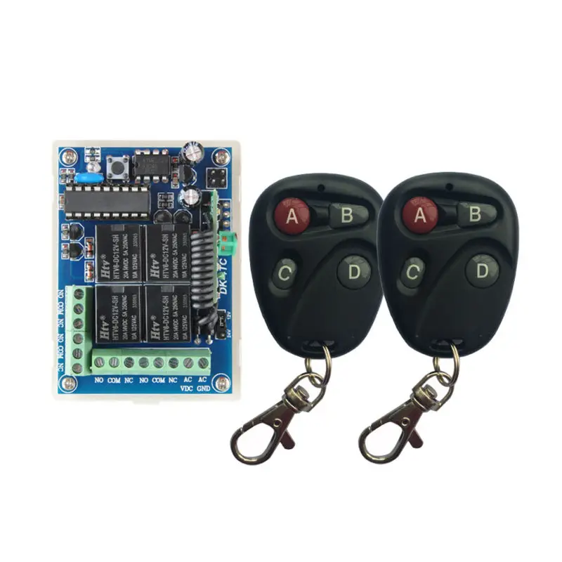 

12V 24V DC 10A Relay Wireless Remote Control Switch Receiver Transmitter Learning 433Mhz Normally Open/Closed Door Access LED