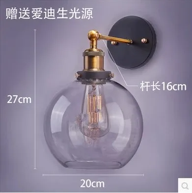 Skup Kinkiet przemysłowy 60 W, Loft kinkiet retro Vintage z klosz szklany Lamparas De Pared Arandelas
