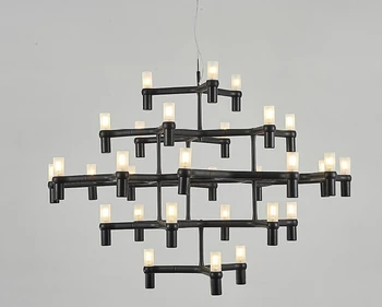 

Nordic Postmodern Lighting Black/white/Chrome/Gold 12/30 Heads Aluminum Candle Pendant Light