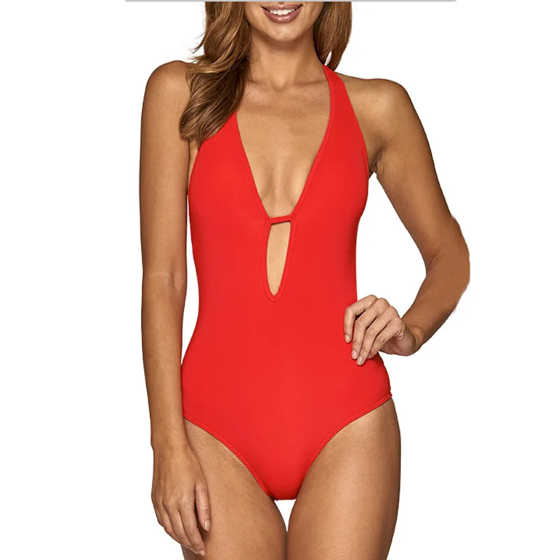 

Thong Black 2018 Sexy One Piece Swimsuit Solid Female Women Fused Swimwear Backless White Brazilian May Bather Monokini XL
