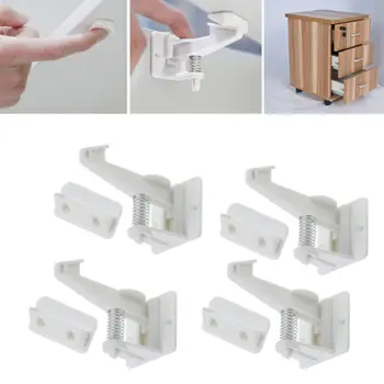 

4Pcs Children Protection Baby Security Lock for Kids Drawer Cabinet Door Safety Lock Child Toddler Invisible Closet Locker