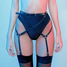 Ботинки для панков и готов, упряжь ниже пояс Пояс тела кожаная портупея сексуальный бондаж подтяжки ремни с возможностью регулировки для Для женщин
