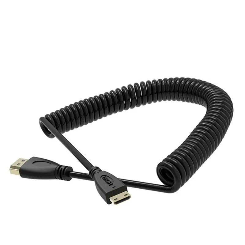 

Gold Plated Stretch Spring Mini HDMI to HDMI Male Cable Elastic HDMI Cabo For Video Camera HDTV Projector Support 4K 3D