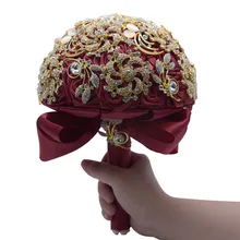 Роскошный хрустальный Bling Букеты свадебные искусственные цветы розы Букет De Mariage подружки невесты рукоять