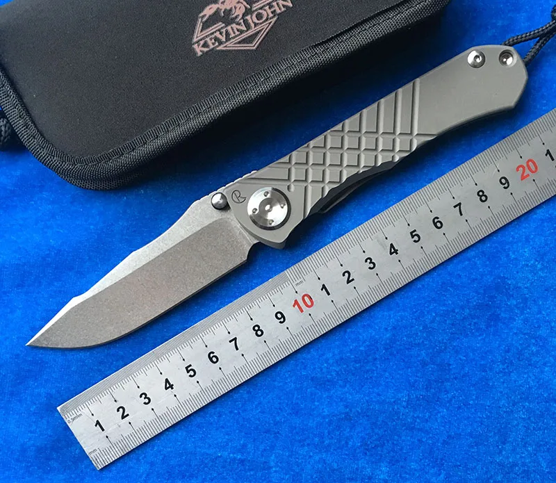 

KEVIN JOHN CR Umnumzaan folding knife m390 blade titanium handle camping hunting survival pocket Kitchen fruit knives EDC tools