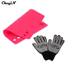1 шт. не повредит руку силиконовый мягкий жаростойкий коврик+ 2 шт. термостойкая перчатка из хлопчатобумажной ткани для завивки, выпрямления волос сушилка 0