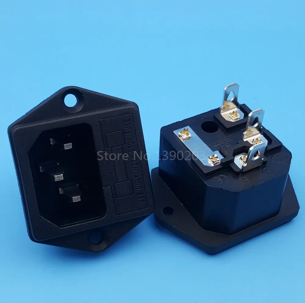 

10Pcs AC250V/10A IEC320 C14 3Pin Male Panel Mounting Power Socket With Fuse Holder